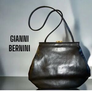 Giani Bernini Vintage Blue Pearl Vegan Leather Retro Shoulder Bag Gold Hardware